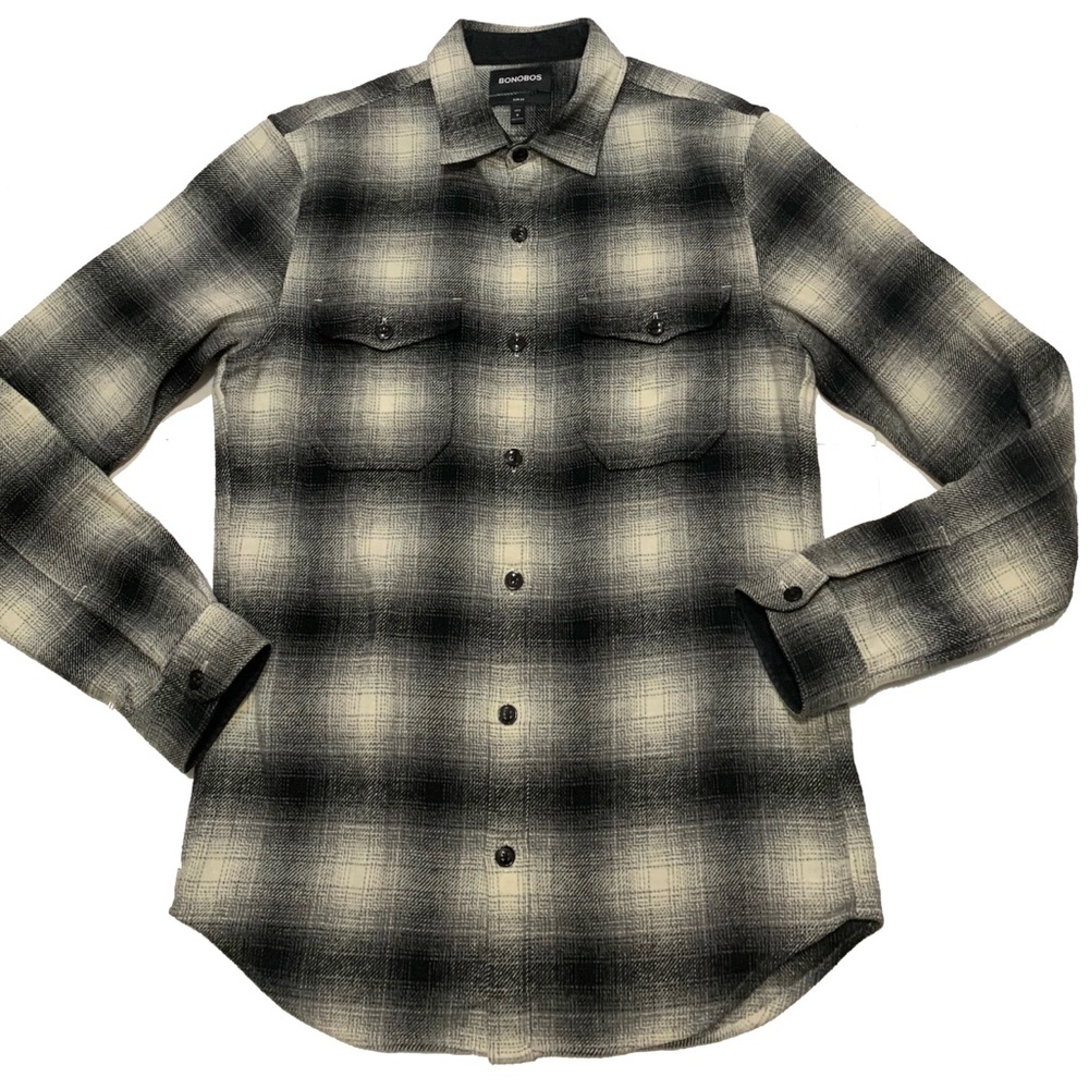 Bonobos Black and White Plaid Shirt Jacket